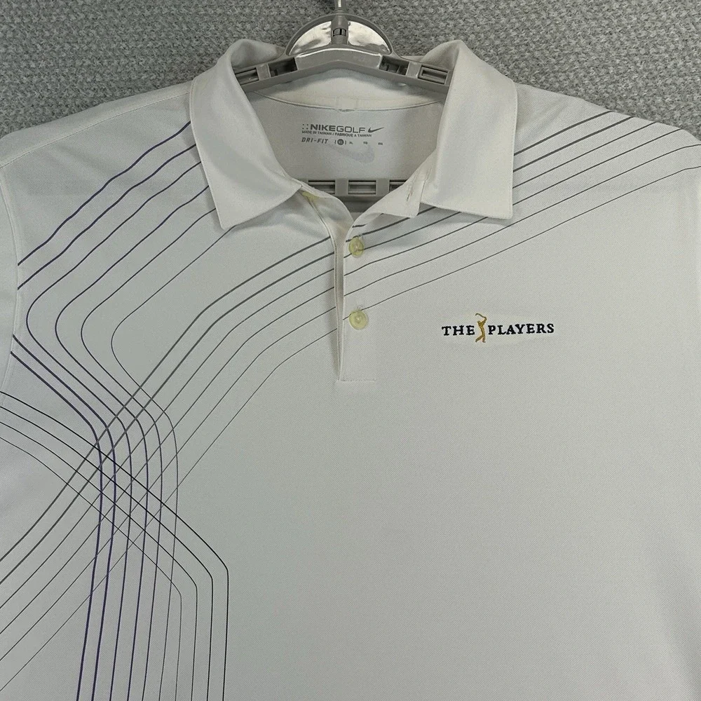 Nike Polo Shirt Mens XL White Striped TPC Sawgrass Players Championship Golf - Picture 2 of 16